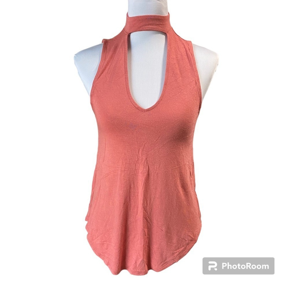 EXPRESS chocker neck front keyhole v-neck sleeveless coral tank top size Xs